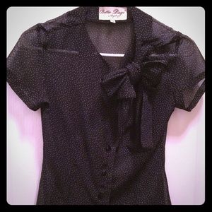 Tatyana Bettie Paige sheer polka dot blouse